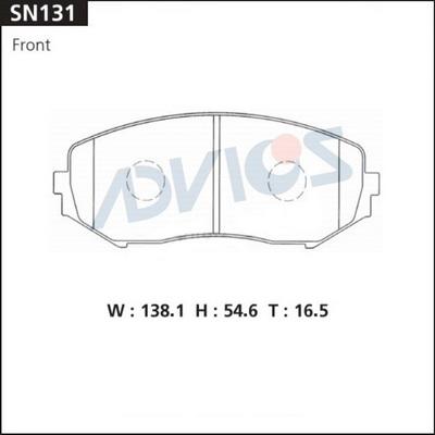 Advics SN131 - Комплект спирачно феродо, дискови спирачки vvparts.bg