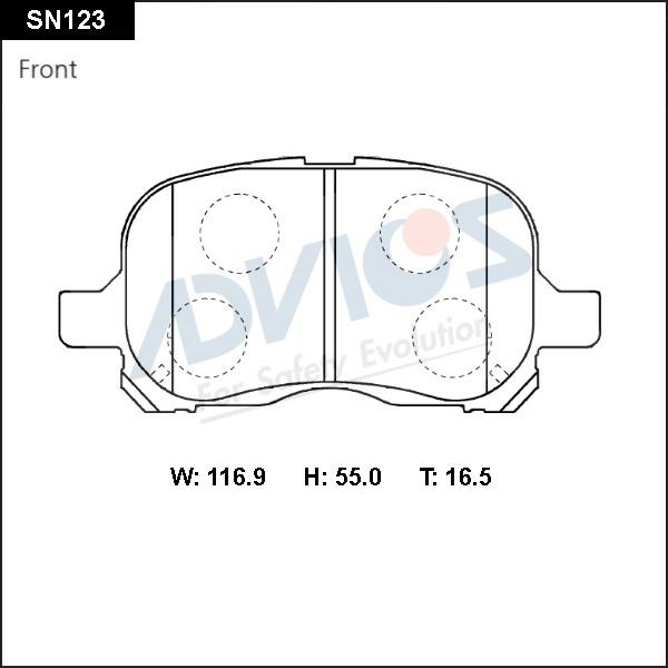 Advics SN123 - Комплект спирачно феродо, дискови спирачки vvparts.bg