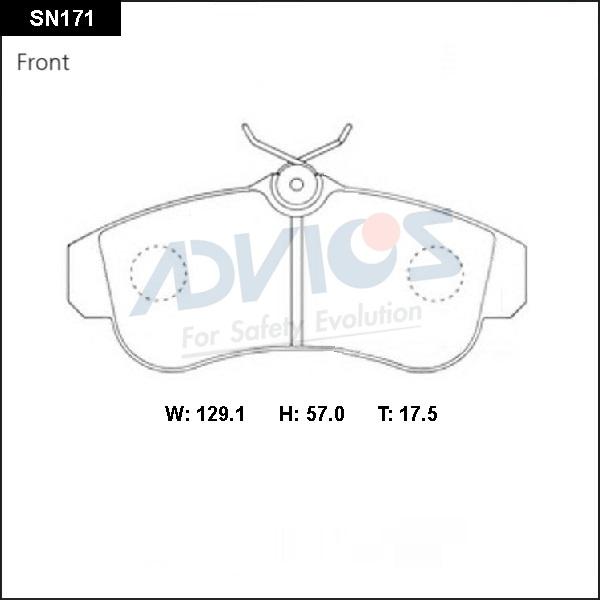 Advics SN171 - Комплект спирачно феродо, дискови спирачки vvparts.bg