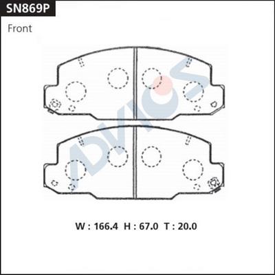 Advics SN869P - Комплект спирачно феродо, дискови спирачки vvparts.bg