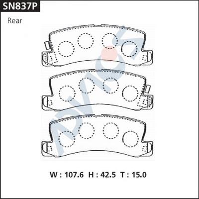 Advics SN837P - Комплект спирачно феродо, дискови спирачки vvparts.bg