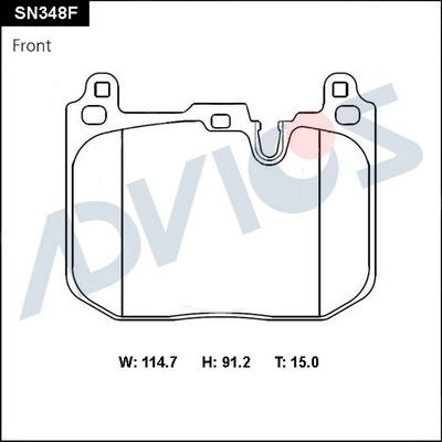 Advics SN348F - Комплект спирачно феродо, дискови спирачки vvparts.bg