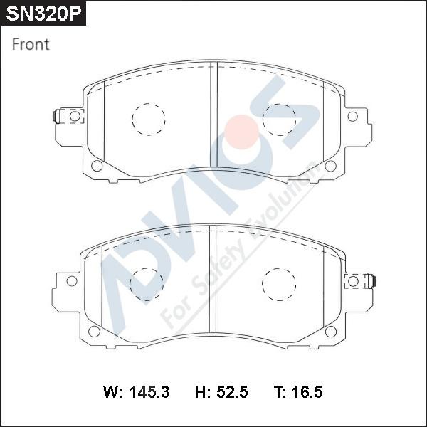 Advics SN320P - Комплект спирачно феродо, дискови спирачки vvparts.bg