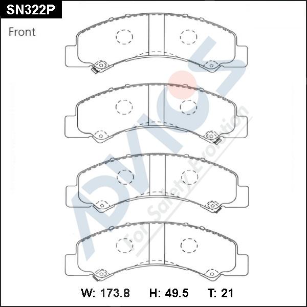 Advics SN322P - Комплект спирачно феродо, дискови спирачки vvparts.bg