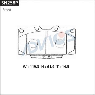 Advics SN258P - Комплект спирачно феродо, дискови спирачки vvparts.bg