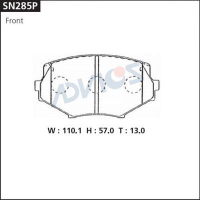 Advics SN285P - Комплект спирачно феродо, дискови спирачки vvparts.bg