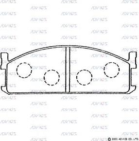 Advics SN230 - Комплект спирачно феродо, дискови спирачки vvparts.bg