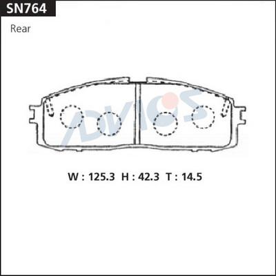 Advics SN764 - Комплект спирачно феродо, дискови спирачки vvparts.bg