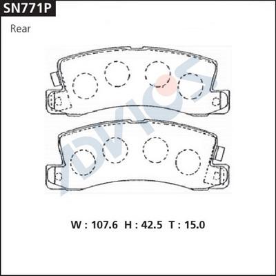 Advics SN771P - Комплект спирачно феродо, дискови спирачки vvparts.bg