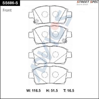 Advics SS686-S - Комплект спирачно феродо, дискови спирачки vvparts.bg