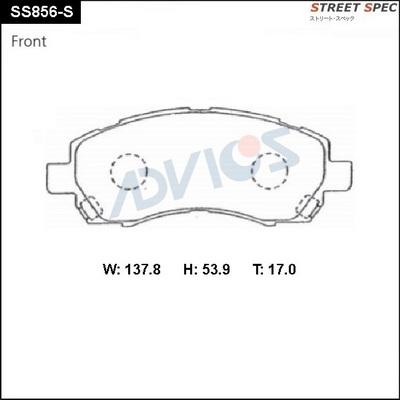 Advics SS856-S - Комплект спирачно феродо, дискови спирачки vvparts.bg