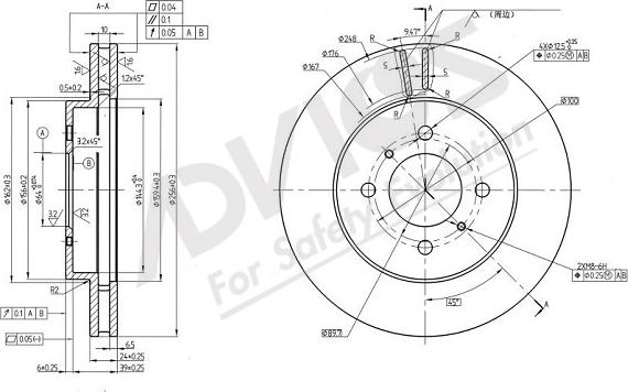 ADVICS-SEA D6F510 - Спирачен диск vvparts.bg