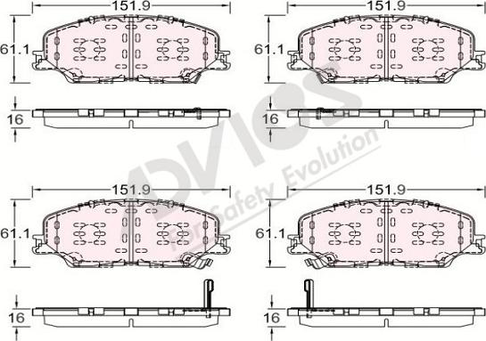 ADVICS-SEA J1N042 - Комплект спирачно феродо, дискови спирачки vvparts.bg