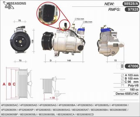 AHE 98928/A - Компресор, климатизация vvparts.bg