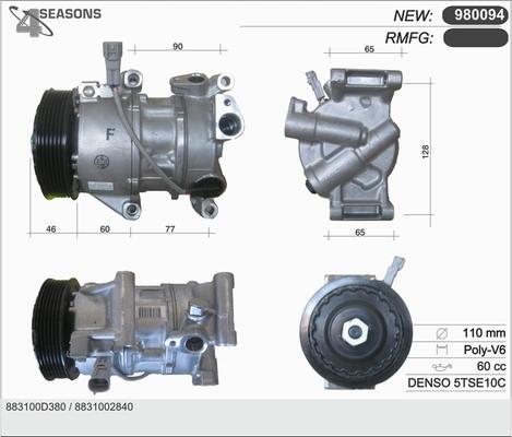 AHE 980094 - Компресор, климатизация vvparts.bg