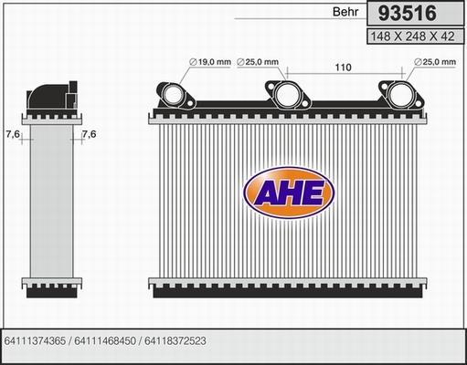 AHE 93516 - Топлообменник, отопление на вътрешното пространство vvparts.bg