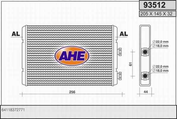 AHE 93512 - Топлообменник, отопление на вътрешното пространство vvparts.bg