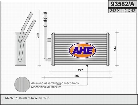 AHE 93582/A - Топлообменник, отопление на вътрешното пространство vvparts.bg