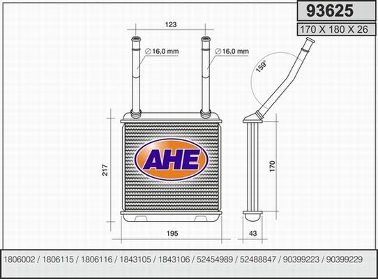 AHE 93625 - Топлообменник, отопление на вътрешното пространство vvparts.bg