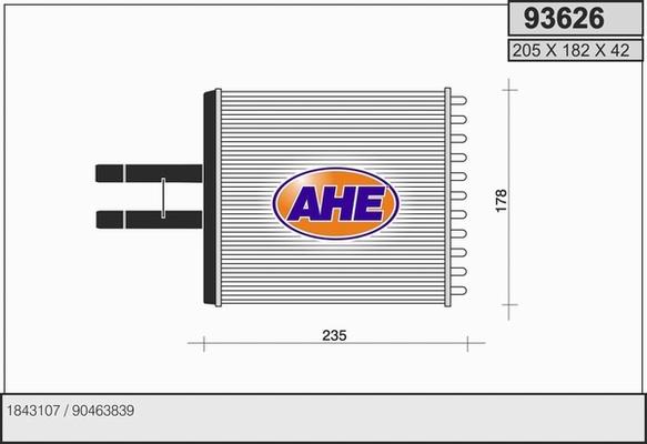 AHE 93626 - Топлообменник, отопление на вътрешното пространство vvparts.bg