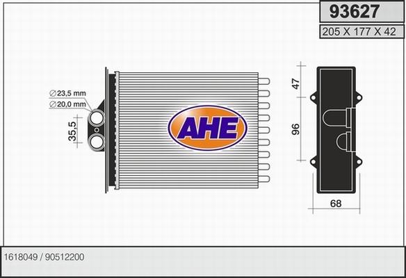 AHE 93627 - Топлообменник, отопление на вътрешното пространство vvparts.bg