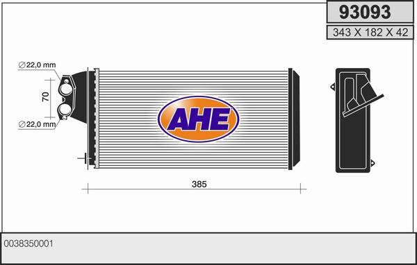 AHE 93093 - Топлообменник, отопление на вътрешното пространство vvparts.bg