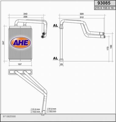 AHE 93085 - Топлообменник, отопление на вътрешното пространство vvparts.bg