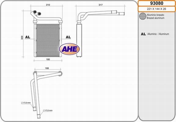 AHE 93080 - Топлообменник, отопление на вътрешното пространство vvparts.bg