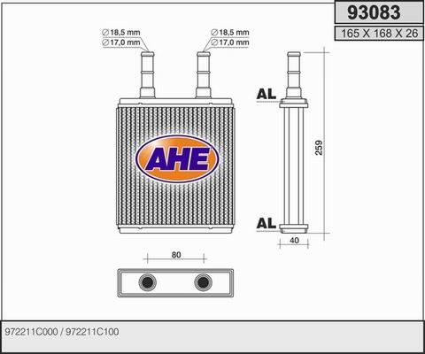 AHE 93083 - Топлообменник, отопление на вътрешното пространство vvparts.bg