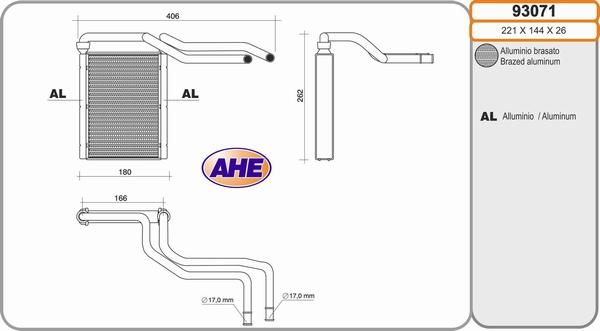 AHE 93071 - Топлообменник, отопление на вътрешното пространство vvparts.bg