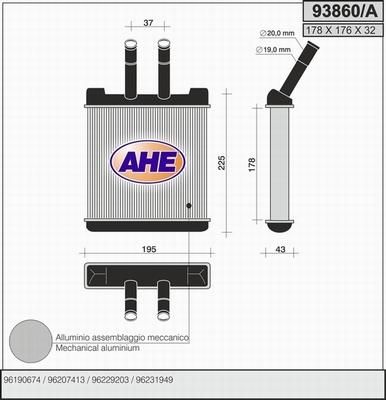 AHE 93860/A - Топлообменник, отопление на вътрешното пространство vvparts.bg