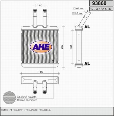 AHE 93860 - Топлообменник, отопление на вътрешното пространство vvparts.bg