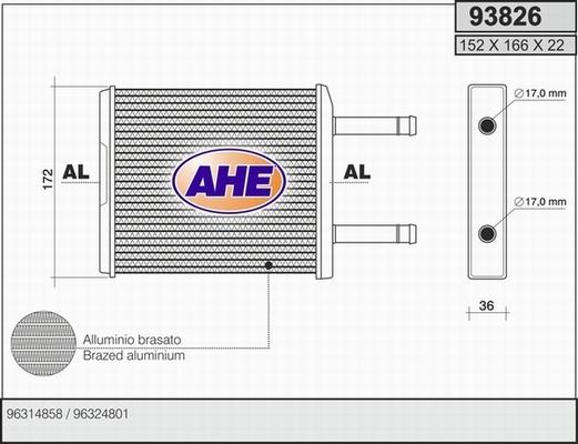 AHE 93826 - Топлообменник, отопление на вътрешното пространство vvparts.bg