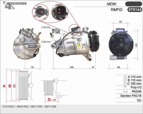 AHE 970144 - Компресор, климатизация vvparts.bg