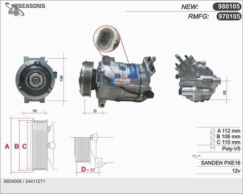 AHE 970105 - Компресор, климатизация vvparts.bg