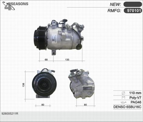 AHE 970101 - Компресор, климатизация vvparts.bg