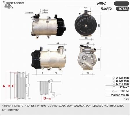 AHE 97863 - Компресор, климатизация vvparts.bg