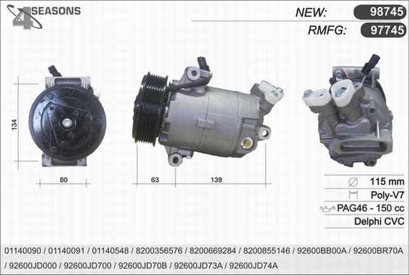 AHE 97745 - Компресор, климатизация vvparts.bg