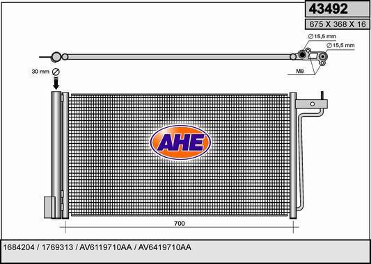 AHE 43492 - Кондензатор, климатизация vvparts.bg
