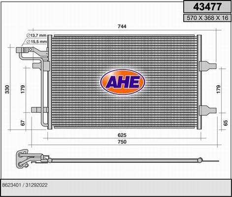 AHE 43477 - Кондензатор, климатизация vvparts.bg