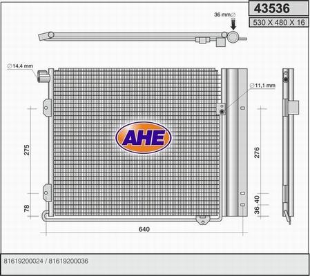 AHE 43536 - Кондензатор, климатизация vvparts.bg