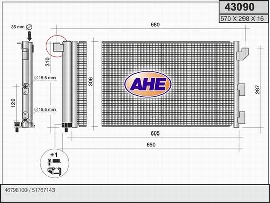 AHE 43090 - Кондензатор, климатизация vvparts.bg