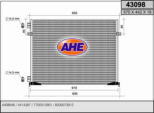 AHE 43098 - Кондензатор, климатизация vvparts.bg