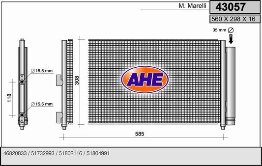 AHE 43057 - Кондензатор, климатизация vvparts.bg