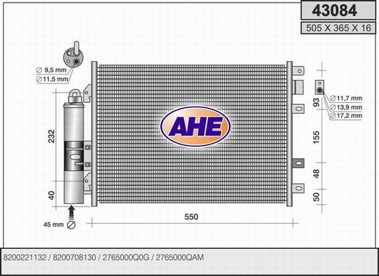 AHE 43084 - Кондензатор, климатизация vvparts.bg