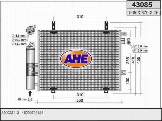 AHE 43085 - Кондензатор, климатизация vvparts.bg