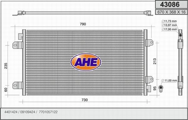 AHE 43086 - Кондензатор, климатизация vvparts.bg
