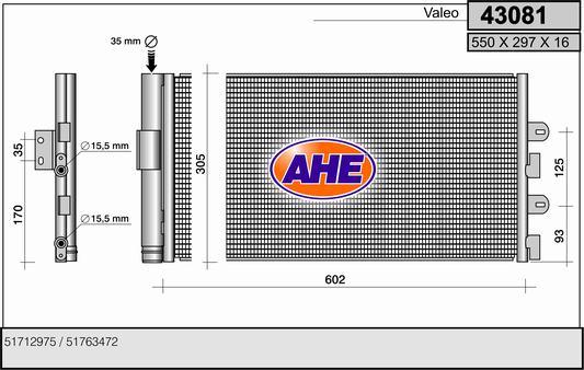 AHE 43081 - Кондензатор, климатизация vvparts.bg