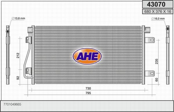 AHE 43070 - Кондензатор, климатизация vvparts.bg