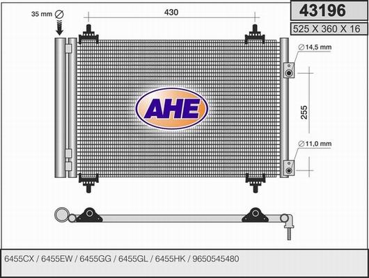 AHE 43196 - Кондензатор, климатизация vvparts.bg